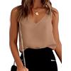 JECTZ Canottiere da Donna in Raso di Seta con Scollo a V Camicette Casual Senza Maniche a Canotta Camicie Canotte estive estive da Donna Camicette Larghe Casual con Scollo a V Camicie(Khaki/S)