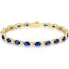 FANCIME Bracciale da tennis da donna placcato oro 14 carati, con pietra portafortuna, in argento Sterling 925, gioiello per donne e ragazze, lunghezza 19 cm, 19 cm, Argento sterling, Zaffiro