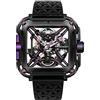 CIGA Design Orologio Automatico Uomo - X Series SUV Orologio da Polso Meccanico con Design Scheletro, Quadrato, Vetro Zaffiro con Cinturino in Nylon e Silicone, Cyber Viola