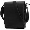 Leathario Borsa a Tracolla in Pelle da Uomo Messenger Bag a Spalla Ventiquattore per Lavoro (Nero-672)