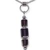 ThurColas Collana da donna in acciaio con pendente in vetro viola