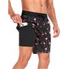 SHEKINI Pantaloncini a Bagno per Uomo con Tasche Pantaloncini Mare Secco Rapido Pantaloncini Costume da Bagno Uomo(L, Albero di Cocco-QL)