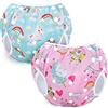 Teamoy Pannolini da Bagno Riutilizzabili (confezione da 2), Costume da bagno Regolabili E lavabili, Per Neonati e Ragazze, Piccolo pony rosa + Piccolo pony blu