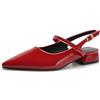 qibusleen Donna 1 inch Sexy Punta a Croce Slingback Punta Chiusa Tacchi a Blocco Bassi per Donne Backless Abito Sera Partito Pompe Scarpe Brevetto Pelle-Rosso-37