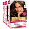 L'Oreal Paris L'Oréal Paris Tinta Permanente Excellence Creme 3 Castano Scuro Colorazione Triplo Trattamento Copre 100% dei Capelli Bianchi Lunga Durata con Acido Ialuronico - 3 Tinte