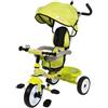 BricoShop24 Triciclo Verde per Bambini con Maniglione Cappottina e Seduta 360°