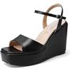 QUEEN HELENA Zeppe con Tacco Alto Sandali Alti con Plateau Casual Donna ZM9914 (Nero, Sistema Taglie Calzature EU, Adulto, Donna, Numero, Media, 35)