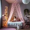 UB-STORE Rosa Baldacchino per letto da ragazze con bagliori pre-incollati nelle stelle scure - Zanzariera con decorazioni per camera Princess - Tenda per camerette per bambini con Luci della Galassia