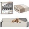 LA SUITE 08 STORE Copridivano 3 Posti Con Braccioli Double Face, Copridivani Elasticizzati Impermeabili Resistenti Ai Graffi Di Cani e Gatti (PANNA/TORTORA, 3 POSTI)