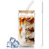 dellyy Bicchiere vetro con coperchio, 500ml Bicchiere da Birra con Coperchio e Cannuccio,Tazza da Caffè Ghiacciata,Design a Fiocco di Farfalla, Utilizzabile come Tazza da Caffè (Blu)