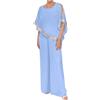 Vhersily Completo Donna Elegante Tailleur in Chiffon 2 Pezzi Set Completi di Pantaloni da Cerimonia Due Pezzi Set Taglia Grande Abbigliamento per Business e Matrimoni