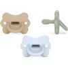 Suavinex, confezione da 3 ciucci in Silicone, neonati 0/6 mesi, neonati, tettina Simmetrica Sx Pro, morbida e flessibile, ideale per dormire, rispetta lo sviluppo orale, butterfly, blu, verde, beige