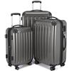 HAUPTSTADTKOFFER - Alex - Set di 3 valigie, 4 Doppie ruote, Nero brillante, (S, M & L), 235 litri, Colore Titano