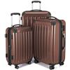 HAUPTSTADTKOFFER - Alex - Set di 3 valigie, 4 Doppie ruote, Nero brillante, (S, M & L), 235 litri, Colore Marrone