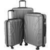 SUITLINE - Set di 3 valigie, Valigie da viaggio, trolley, Valigie con guscio rigido, TSA, (55 cm, 66 cm, 76 cm), 100% ABS, opaco, Argento