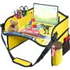 HNCY Vassoio da Viaggio, Tavolino Bambini da Seggiolino Auto con Lavagna da Disegno, Organizzatore per Seggiolino Auto con Scomparti Multiuso, Kids Travel Tray Facile da Pulire (Dinosauro)