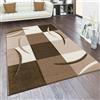 Paco Home Tappeto salotto moderno pelo corto - motivo a quadri e righe 3D, antiscivolo, Dimensione:300x400 cm, Colore:Marrone