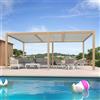 PURPLE LEAF Pergola bioclimatica effetto legno alluminio 3,5 x 5,5 m, gazebo da giardino esterno impermeabile con lame orientabili, pergolato per terrazza, giardino e garage, boscosa