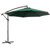 Outsunny Ombrellone da Giardino Ø3x2.5 m con Base a Croce, Prese d'Aria e Manovella, Ombrellone Decentrato Inclinabile e Girevole in Acciaio e Poliestere, Protezione UV, per Terrazza e Balcone, Verde