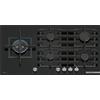 Bosch Piano Cottura 5 Fuochi a Gas 90 cm (1 Bruciatore Wok) in Vetro colore Nero - PPM9A6I40 Serie 6