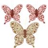 MIK Funshopping - Farfalle decorative con clip per decorazioni colorate (set da 3, color champagne/rosa)