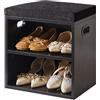 YMYNY Panca Scarpiera con cuscino, Porta Scarpe a 2 livelli con sedile imbottito, armadio regolabile Shoe Organizer per ingresso, soggiorno, corridoio, armadio, 42H * 39L * 28Wcm, nero, HBD028B