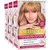 L'OREAL PARIS L'Oréal Paris Tinta Permanente Excellence Creme 8.1 Biondo Chiaro Cenere Colorazione Triplo Trattamento Copre 100% dei Capelli Bianchi Lunga Durata con Acido Ialuronico - 3 Tinte