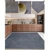 Tadi & Imperio1979 Tappeto in vinile lungo tinta unita grigio effetto cemento arredamento industriale moderno facile pulizia quadrato 100x100 cm grigio