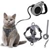 TYXHXTF Pettorina Gatto con Guinzaglio per Gatti Allungabile, Imbracatura per Gatti Antifuga, con Riflettente, Morbido Traspirante Pettorina Gatto, per Cuccioli Passeggiate all'aperto (Grigio)