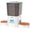 WellToBe Alimentatore Automatico per Gatti 2 Ciotole, 3,5 litri Distributore Automatico Cibo Doppio per 2 Gatti, Audio personalizzato (10s), Impostazioni Timer 1-6 Pasti/Giorno, doppia alimentazione