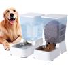 Meijeegu 5 L Distributore Automatico di cibo e Acqua a Gravità per Gatti e Cani, Con Ciotola in Acciaio Inossidabile Senza BPA, Distributore di Cibo x 1 + Distributore di Acqua x 1 (Set Bianco da 5 L)