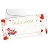 LINA OFFICINE GRAFICHE CREATIVE Biglietto di Auguri Matrimonio 'Oggi Sposi', Design Vintage con Auto Rossa e Rose, Scorrevole con Busta