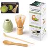 Admygo Matcha Kit 4 pezzi Matcha Set, Kit Matcha, include frusta Matcha in bambù, cucchiaio tradizionale, cucchiaio da tè, supporto per frusta Matcha, il set perfetto per preparare una tazza, Verde maculato