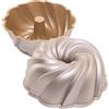 Erreke Stampo Ciambella, Stampo Antiaderente per Torta e Ciambellone, Tortiera Cottura Uniforme, Alluminio Fuso Resistente, Color Oro Rosa, Qualità Professionale, 24cm, 2.5 Litri, Twist