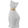 DRW Figura di un gatto seduto in ceramica bianca e oro 16x15x37cm