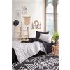 Nuit Des Rêves Elegante set copripiumino singolo (135 x 200 cm), bianco e nero, 65% cotone/35% poliestere, lavabile in lavatrice, 120 fili, chiusura a bottone e busta
