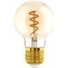 Eglo LED E27 dimmerabile, lampadina LED a globo con spirale, lampada vintage ambra, illuminazione retrò, 4 W (equivalente a 15 W), 145 Lumen, bianca calda, 2000k, Edison G60, Ø 6 cm