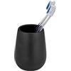 Wenko Bicchiere portaspazzolino in ceramica mod. Nerno per la conservazione di spazzolini da denti in ceramica di alta qualità nero moderno dimensioni 6,7 x 11,5 x 6,7 cm