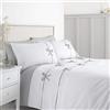 Catherine Lansfield Milo Bow - Set copripiumino per letto matrimoniale, facile da pulire, colore: bianco