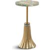 DRW Tavolino Rotondo in Legno e Base in Metallo Dorato 25 x 25 x 51 cm, Oro, Medidas: 25x25x51cm