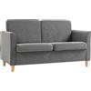 HOMCOM Divano Due Posti Linea Moderna e Compatta in Lino Grigio e Legno (70cmx141cmx78cm)