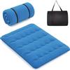 LIFEZEAL Futon Giapponese da Pavimento, Singolo 140x200cm, Materasso Futon da Terra, Tatami Cotone, Arrotolabile, Portatile, Pieghevole, con Fodera Lavabile, Borsa per Campeggio, Blu
