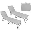 IlGruppone Coppia Set 2 Pezzi Lettino Prendisole Struttura In Alluminio Anodizzato Schienale Regolabile Impermeabile Resistente Raggi Uv Pieghevole Professionale Tessuto Textilene - Grigio