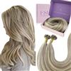 Fshine Extension Cheratina Capelli Veri 35CM 40g Human Extension Hair Marrone Chiaro Evidenziato e Bionda Platino Extension 1g/ciocca Real Hair Extensions Keratin U-Tip Capelli Lisci Extension #8P60