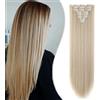 SEGO Extension Clip Capelli Lisci Mossi 65cm # Biondo Cenere mix Biondo Chiarissimo - Posticci per Donna Quickclip Natural Hair di Nuova Tecnologia 140g 8 Fasce Singole
