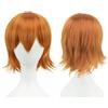 KEMUZ Parrucca Corti Arancione per Uomo Donna, Corta Parrucca Cosplay Anime Wig Parrucche Capelli Sintetici Finti Ricci Lisci Parrucca Arancione Scura Carnevale Halloween Festa (Arancione)