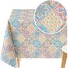KP HOME Tovaglia in PVC facile da pulire con piastrelle di Lisbona, tovaglia in vinile rosa, beige, blu, quadrata, 140 x 140 cm, tovaglia azulejo portoghese per 4 posti, 139,7 x 139,7 cm