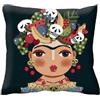 IL MAGGIOLINO Fodera Cuscino Ricamo 40X40, Stampa Frida Nero, Lavabile In Lavatrice, Made In Italy