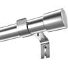Venwemong 1 asta per tenda con staffe e terminali per tende, estensibile, per finestre, soggiorno, bagno, camera da letto (84-220 cm, argento)