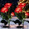 XRR Lampada Solare da Esterno,2 Pezzi luci solari del fiore della 6 rosa, Impermeabile Luci Esterno Energia Solare Fiori Artificiali Da Led illuminazione per esterni Giardino Cortile Natale(rosso)